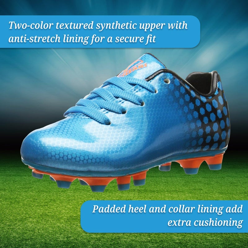 Vizari Youth Soccer Cleats for Boys Girls | Firm Ground Athletic Outdoor Football Shoes for Toddlers, Little/Big Kid - Blue/Black - Image 5